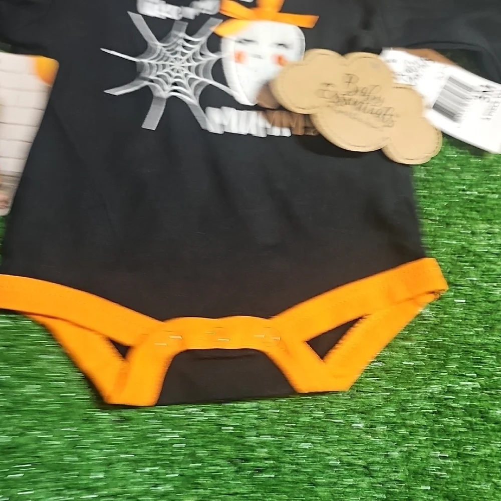 Baby Essentials Black and Orange Bodysuit